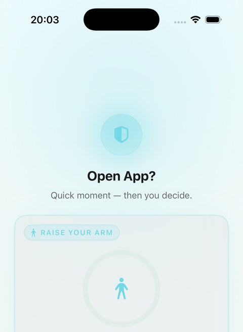 Raise Your Arm Focus Check screen