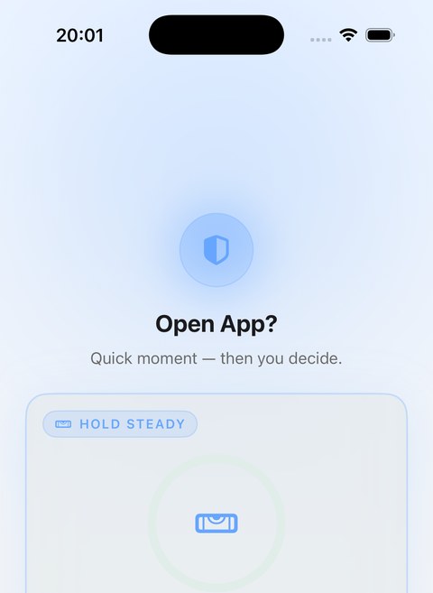 Hold Steady Focus Check screen