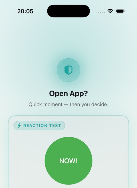 Reaction Test Focus Check screen