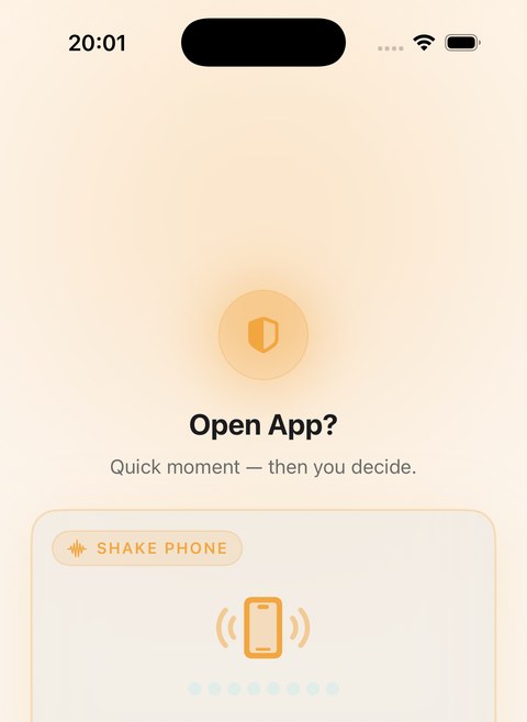 Shake Phone Focus Check screen