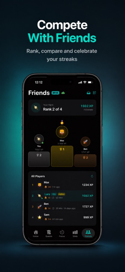 Friends leaderboard screen