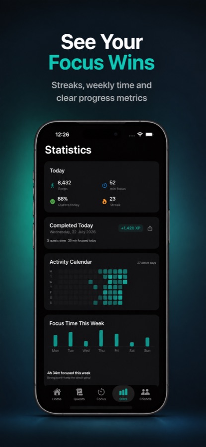 Stats and progress screen